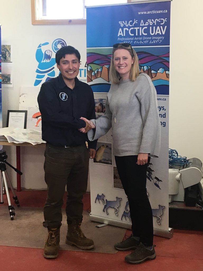 Ailish_Campbell's tweet photo. Great meeting in #Iqaluit with Kirt Ejesiak CEO of #Arctic UAV, an indigenous-owned business and a company the Trade Commissioner Service @TCS_SDC is proud to serve. Using #tech & services to increase productivity in challenging environments. https://t.co/QGHHbTGaYM