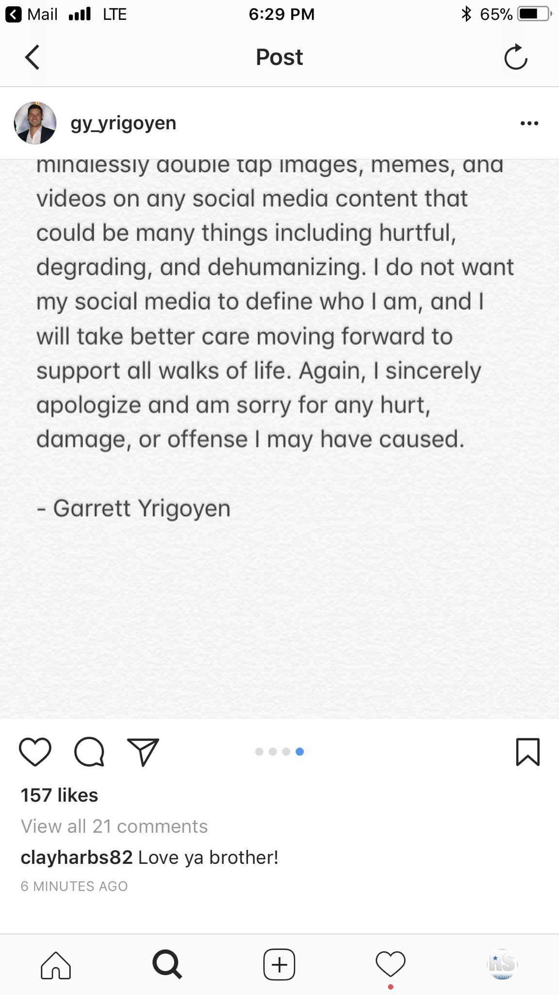 RealitySteve on Twitter "Garrett has issued an apology on his IG