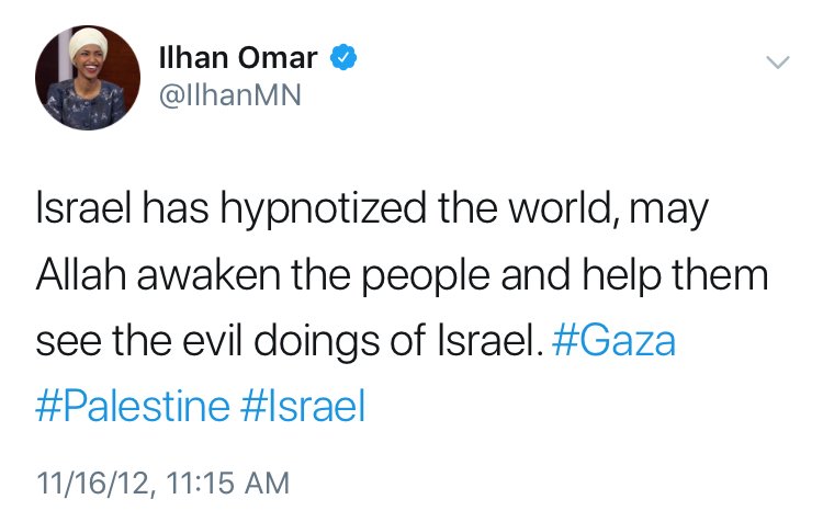 Image result for Ilhan Omar "Israel has hypnotized the world" tweet