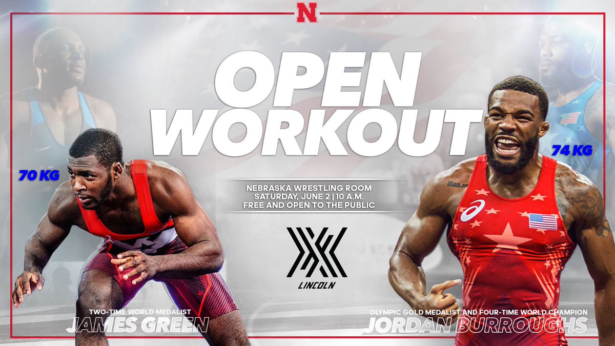 HuskerWrestling's tweet photo. Make plans to come out to the Nebraska Wrestling Room this Saturday at 10 a.m.!

Watch @alliseeisgold and @WhoIsJamesG go through a workout in preparation for next week's Final X!

#Huskers #ToughTogether 💪🌽🔴 https://t.co/K9od4uEhCd