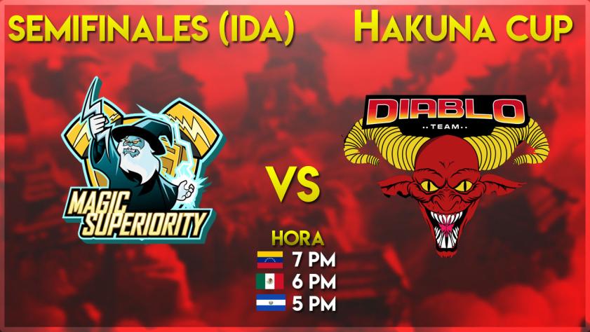 ¡Chicos!

 Hoy tenemos primer partido de Semi-Final.

⏰: 5:00PM🇸🇻/6:00PM🇲🇽/ 7:00PM🇻🇪

@MS_eSportsGG  🆚 <a href="/TeamDiablo1/">Team Diablo</a> 

¿Quien de estos dos grandes equipos pasara a Finales?🤔

¡Suerte! #HakunaCup