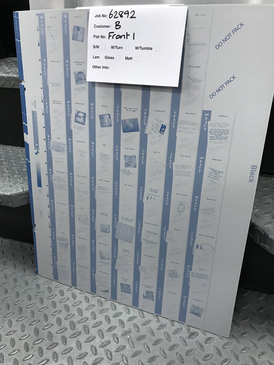 JustATheoryGame's tweet image. Really interesting to learn about the printing process.
These are the metallic sheets used to print our cards in a machine that works so fast but still requires loads of experienced skilled people to know the product is just right.
#justatheory #cardgame #Kickstarter