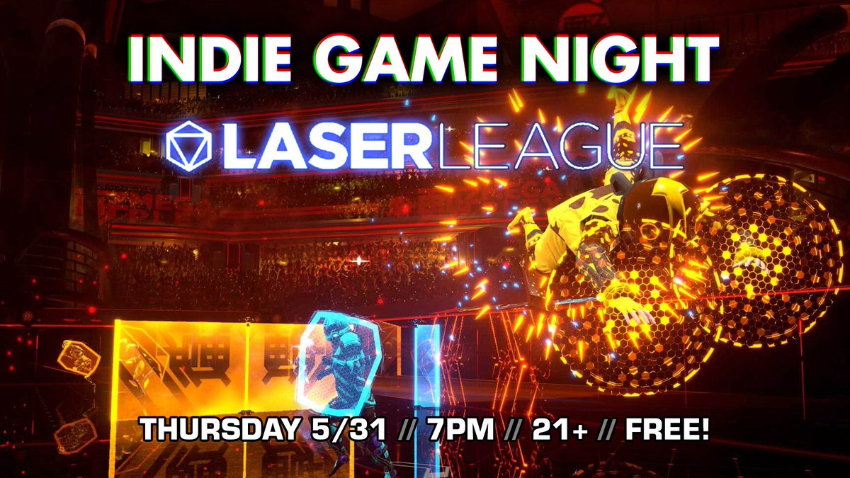 GroundKontrol's tweet photo. Come play @LaserLeagueGame on the big screens tonight! It's easy to pick up and get hooked on, and we've got PS4 copies of the game to give away as prizes! It's free to play at Indie Game Night and there's no cover, so invite a friend and come grab some drinks and controllers! https://t.co/cTBiUuM8xo