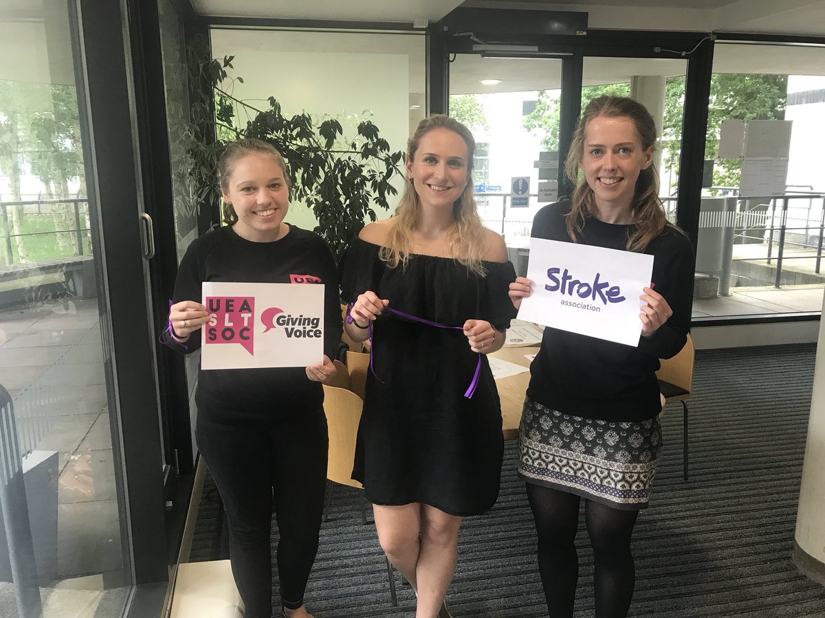 ShigginsC's tweet photo. @UEA_Health were #MakingMayPurple today to raise awareness of #stroke. @SLTSocietyUEA handed out reels of purple ribbon to staff & students @uniofeastanglia & were sharing facts on stroke! @StrokeAssocNews https://t.co/YeCzhwZYjf