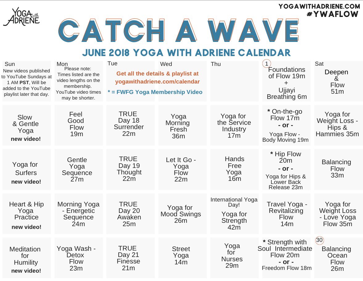 Adriene Mishler on Twitter: "YOUR NEW FREE YOGA CALENDAR IS HERE! June 