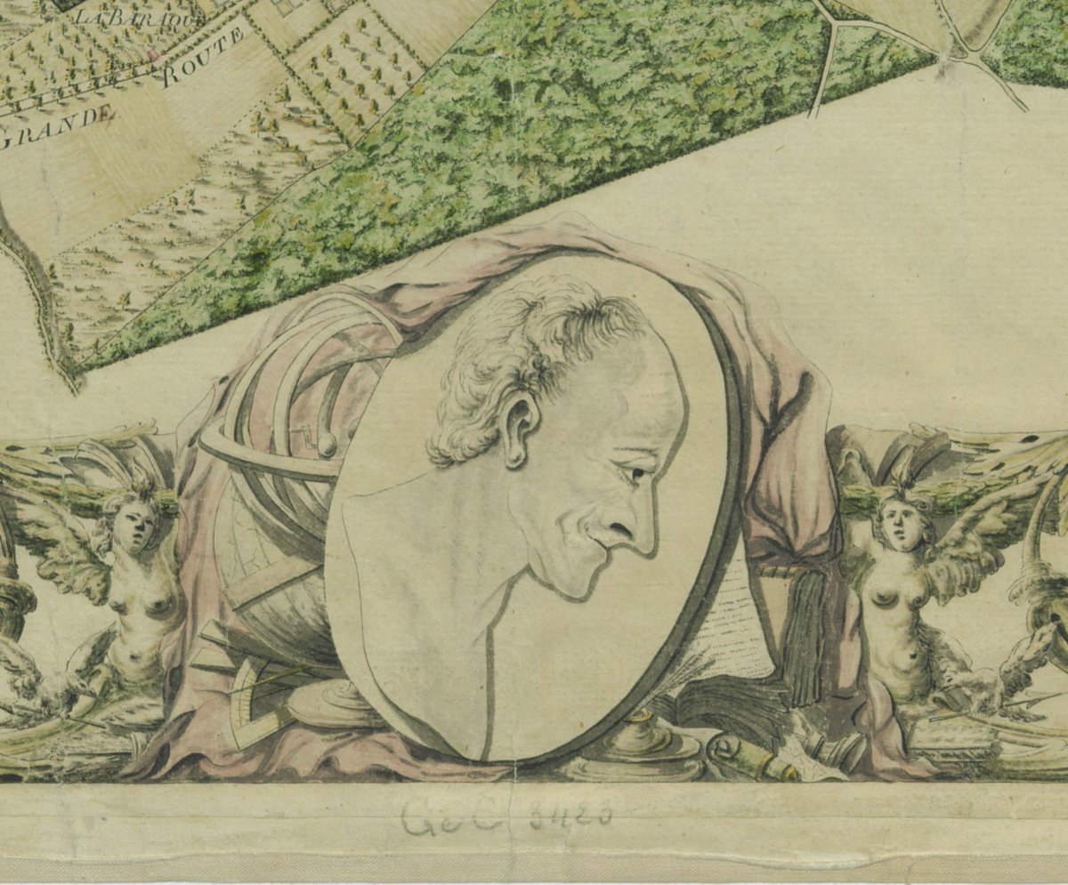 eligidius's tweet photo. Pour ceux qui s'intéressent à #Ferney, on trouve à @laBnF quelques beaux documents, notamment ce plan de 1784, avec un profil de Voltaire...pas très réussi ! @leCMN @PBelaval 
https://t.co/rKtx53sgT3 https://t.co/us6UREz1cR