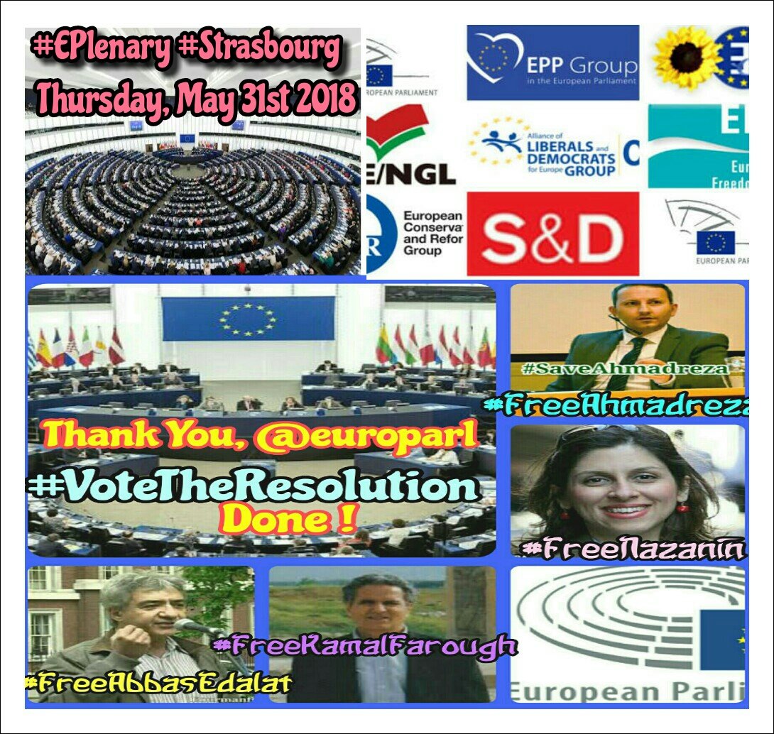 Me_AYS's tweet photo. Dear @EPP @GreensEP @ALDEgroup @GUENGL @EFDgroup @ecrgroup @TheProgressives @ENF_EP.  Thank you for the support to #VoteTheResolution on #DualNationals detained in #Iran on the #EPlenary #Strasbourg.
#FreeAhmadreza #FreeNazanin #FreeAbbasEdalat #FreeKamalFaroughi #SaveAhmadreza https://t.co/WWxCk1alIs