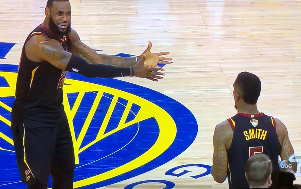 danWorthington's tweet photo. This photo will define the entire #NBAFinals for LeBron. https://t.co/w0zYcJ7FI8