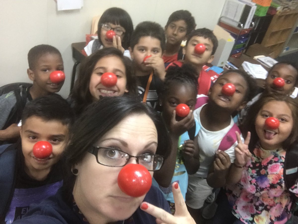 gough_lindsey's tweet photo. I’m sure going to miss these clowns next year ❤️ @CFISDPost #FutureFourthGraders #RedNoseDay https://t.co/SXeZlvtdAq