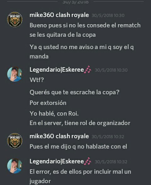 Quiero hacer públicas. La denuncia a la copa <a href="/Michael77261026/">CODE MikeFN360</a>.Por la expulsión de Tikis Academy.
Sin ningún motivo, hace unos días recibí la amenaza de ser expulsado si no le daba rematch a Perú Royale2.
Y hoy, expulsa al equipo.
Sin pruebas, ni nada. 
1
