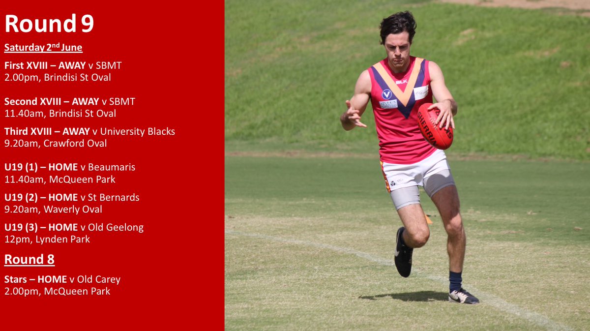 OldScotchFC's tweet photo. Congratulations to Max Davis who will play his 150th game for the club this Saturday! The Stars look to continue their unbeaten run at home in a triple header, as the senior sides look to get important wins on the road! #upthecards❤️💛💙 #upthestars⭐⭐⭐ #PTR #MD150 https://t.co/nJs8nIISfJ