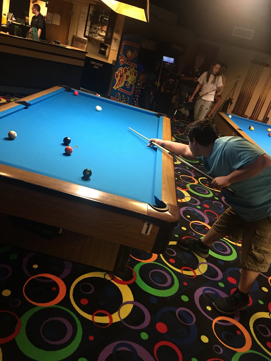 UNCP_hawksnest's tweet photo. The Hawks Nest Billiards Team is in Indiana! Preparing for tomorrow’s ACUI Collegiate National 9-Ball Billiards Tournament 🎱🏆 #GoBraves #UNCP @calebbb__6 https://t.co/gI7MBjcNoV