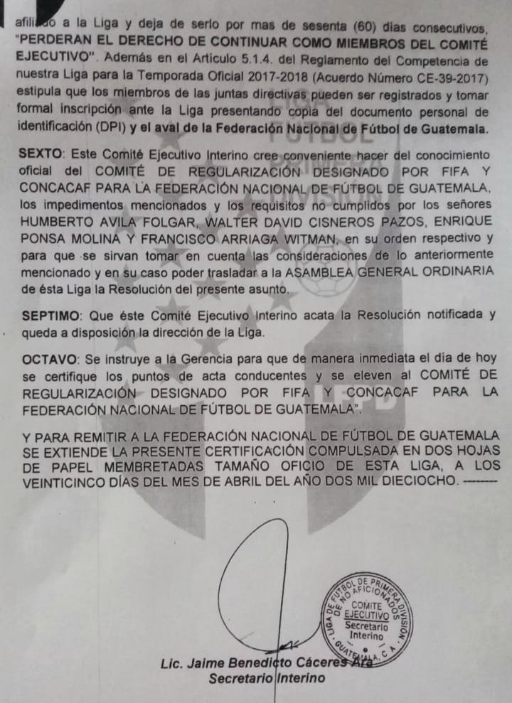 PrimeraDivGT's tweet photo. Ante lo informado por parte del Comité de Regularización de la Federación Nacional de Fútbol de Guatemala, hacemos de conocimiento público lo siguiente: https://t.co/bu0tqhV0ZR