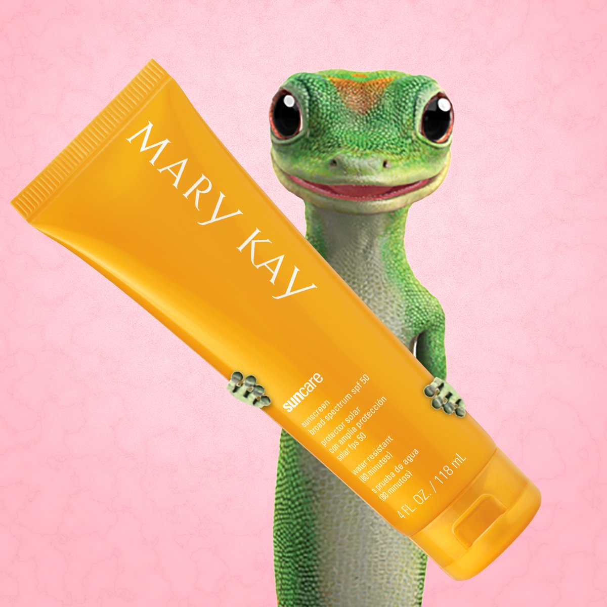 MaryKay's tweet photo. Have fun in the ☀️ like the @TheGEICOGecko &amp; remember to use #MaryKay Sun Care Sunscreen Broad Spectrum SPF 50*! #GEICO https://t.co/Adv1P2cHi7