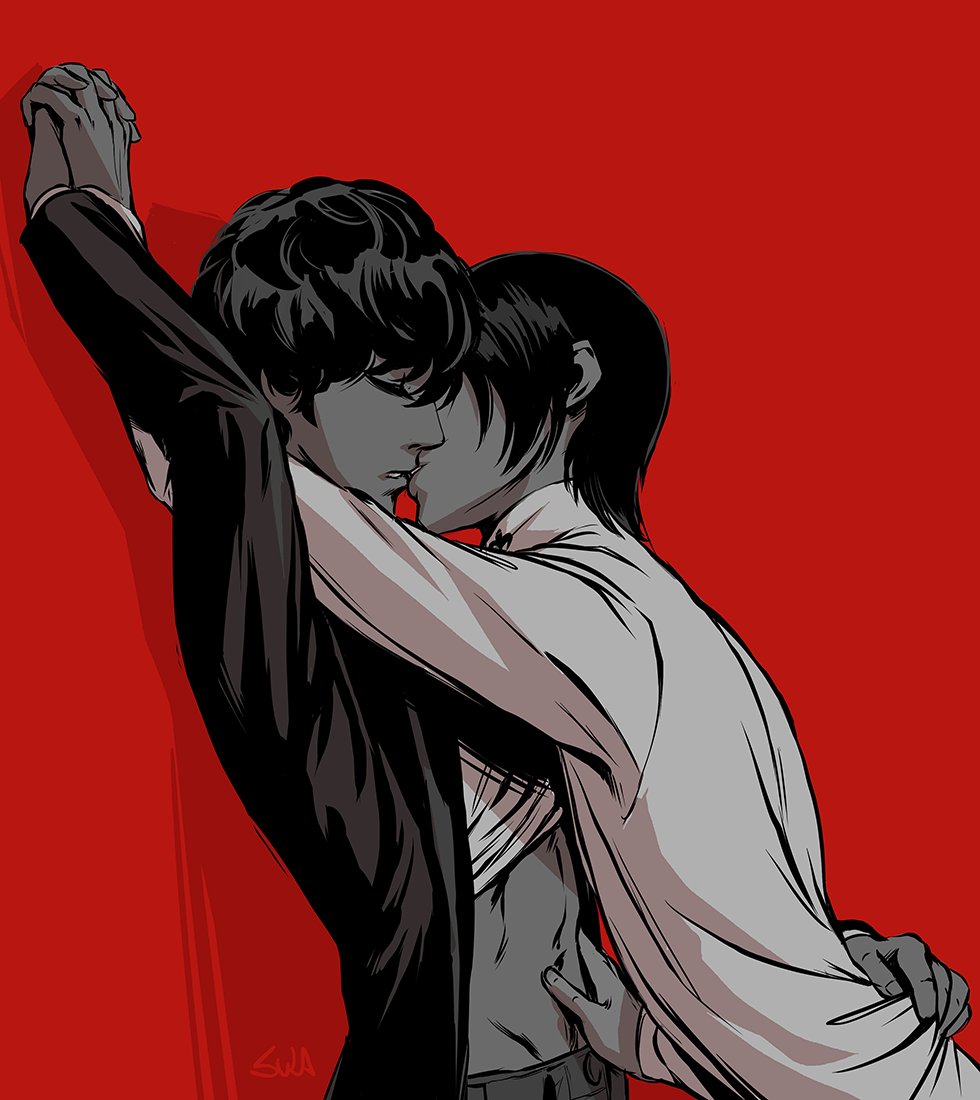 Ursula Dorada on X: I drew more anime boys kissing #Shukita #Persona5   / X