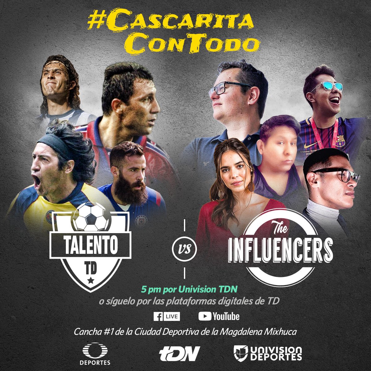 TUDNMEX's tweet photo. No te pierdas la #CascaritaConTodo 

Desde las 16hrs te esperamos en la Cancha 1 de la Magdalena Mixhuca para que conozcas a tus futbolistas e influencers favoritos.

¡TE ESPERAMOS! https://t.co/Ao8O5ZRAaw