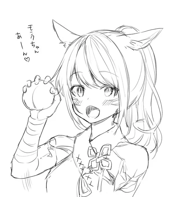 モンクの桃がお互い分け合えるようになったと聞いて、もしかしてタントラッテ同士の桃の食べさせ合いっ子が可能に…!?ていうらくがき #タントラチェストラップ推進委員会 #FF14 