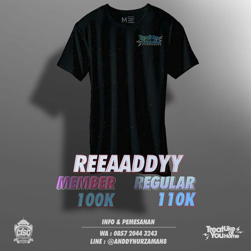 Awal bulan, awalnya order T-shirt Official Merchandise <a href="/CISCbandung/">CISC Bandung</a> , ayo di borong buat lebaran! 
Ini barang READY STOCK yg mau pesan langsung call yg tertera di flyer ini, size stock terbatas! 
 #limitedstock #CISCBandung #Merchandise ##Treatyoulikeathome,