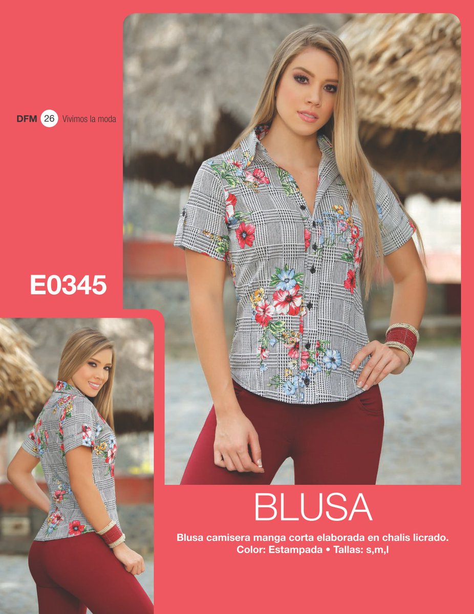 تويتر \ DFans على "NUEVO CATALOGO E0345 - BLUSA CAMISERA MANGA CORTA ELABORADA EN CHALIS LICRADO Color estampado Tallas S-M-L Síquenos en https://t.co/BGH2n2eclB #jeans #blusas #catalogo #vestidos https://t.co/8OuHMoQIkQ"