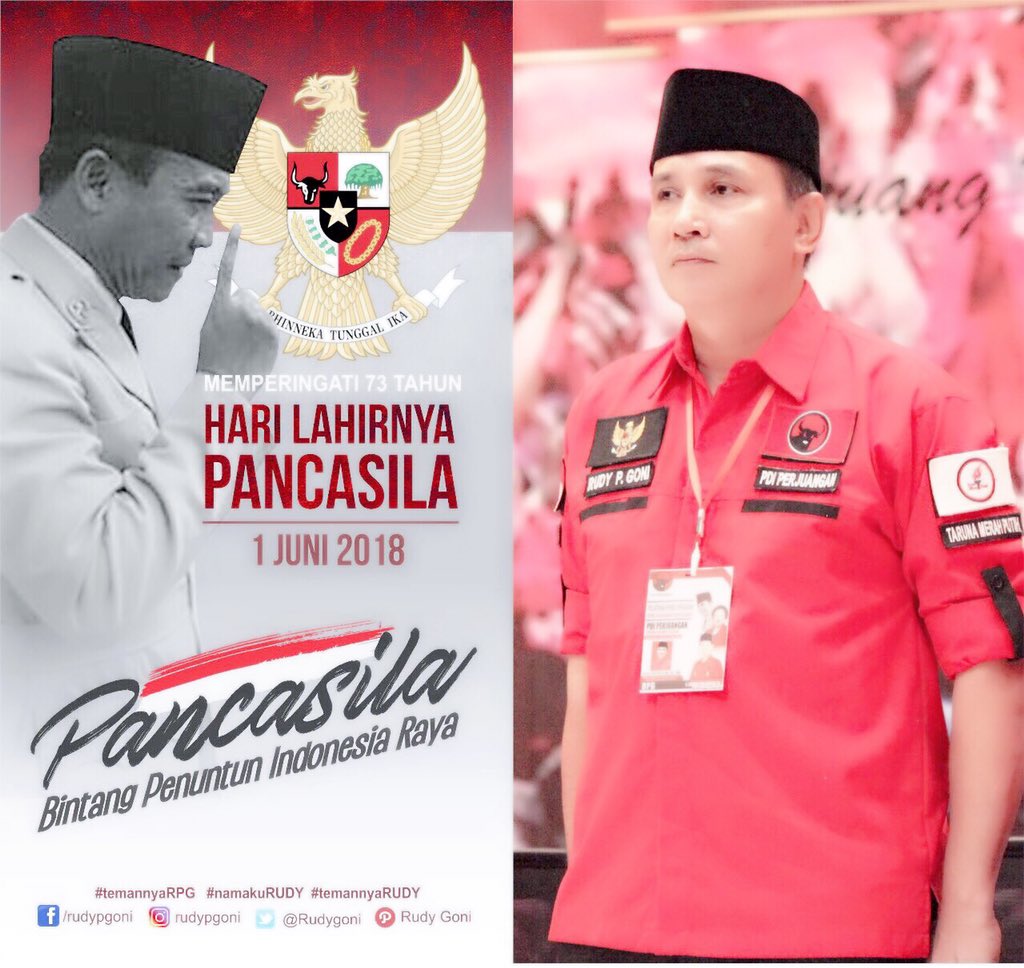 GoniRpg's tweet photo. #KitaPancasila
#PancasilaZamanNow
#JuniBulanBungKarno.                                                  

Salam
#temanRudyGoniPancasila https://t.co/urpCEDHVAL