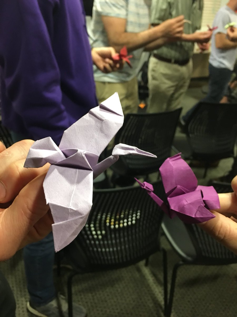 montanagoodman's tweet photo. We learned how to make fancy cranes for #scphilly. Who knew #origami was so mathtastic! @PromptWorks https://t.co/bIuD1T5Ute