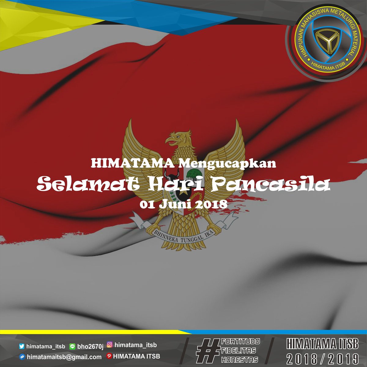 [Hari Pancasila]
"Teruskan cita - cita leluhur bangsa, jangan sampai pancasila hanya menjadi legenda semata". 
Himatama mengucapkan selamat HARI PANCASILA "Bhineka Tunggal Ika"

Saya Indonesia
Saya Pancasila
NKRI Harga Mati!