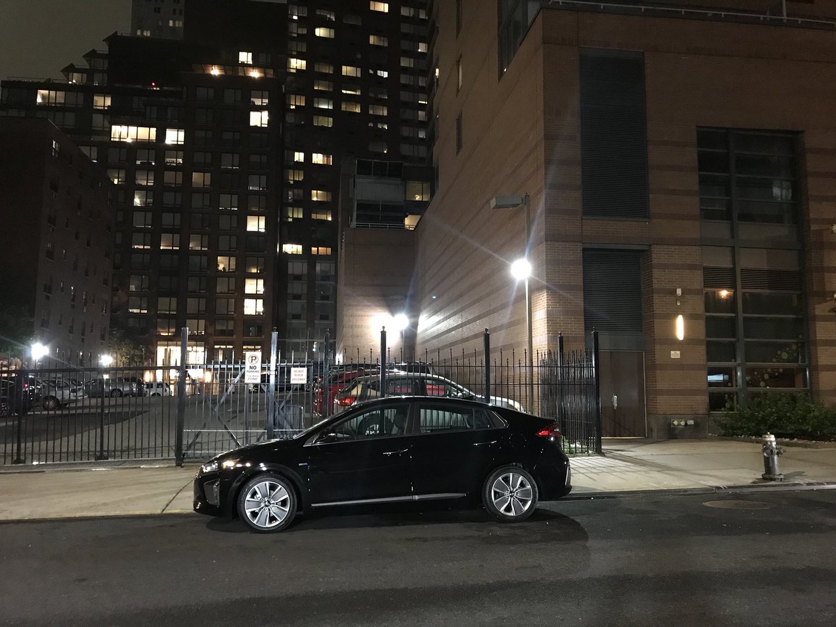 FireTheCanon's tweet photo. New car!! Welcome home to my new 2018 @Hyundai Ionic! 

Best NYC street parking spot! No one can park in front of me (driveway) or behind me (fire hydrant)!!!!!! 🎉

#NewCar #Hyundai #Ionic #HyundaiIonic #Hybrid #NYC #IReallyWantedItInBlueOrRedButNoOneCouldFindOneForMe https://t.co/cbVOmmHebQ