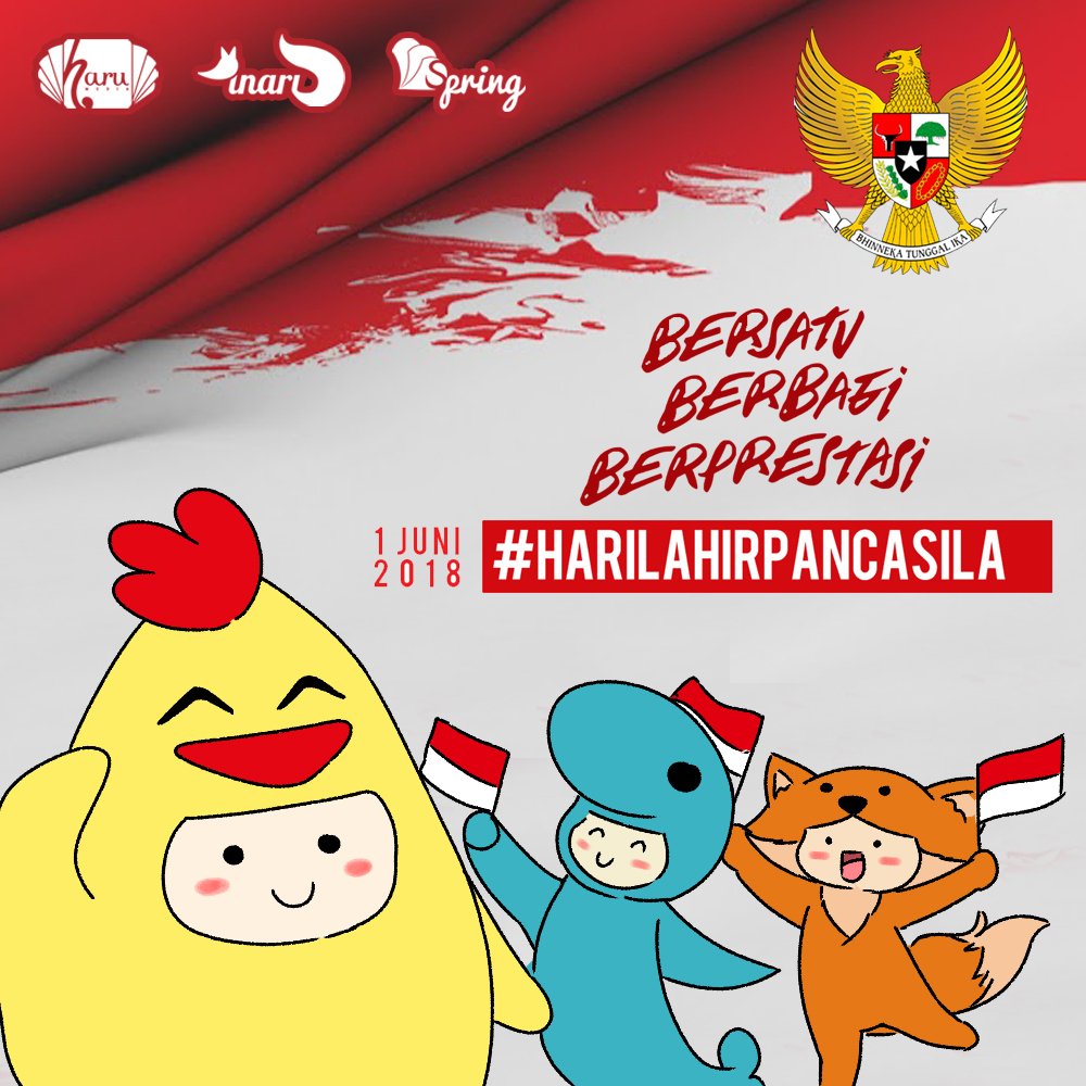 penerbitharu's tweet photo. Kita Indonesia 👊
Selamat memperingati Hari Lahir Pancasila, 1 Juni 2018 😊
#HariLahirPancasila
#BhinekaTunggalIka
#1june2018
#Ramadhan
#MyharuStory
#PenerbitHaru https://t.co/t5snW26cey