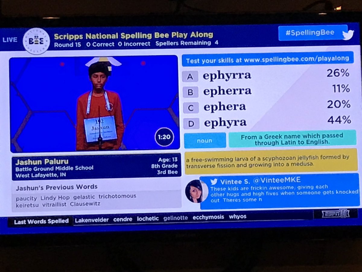 damn when I was in 5th grade I lost the school spelling bee on "yielding"
#spellingbee #d-e-s-i