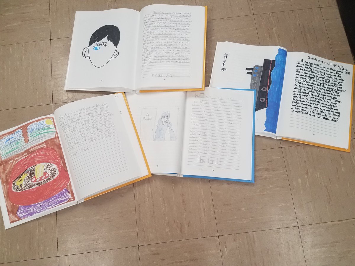 kristalwhite02's tweet photo. Upper elementary @DrydenSchools had to get in on the action of being published authors. Look how awesome these turned out! #LCliteracy #Essential1 #Essential6 https://t.co/SEQmIu6q1u