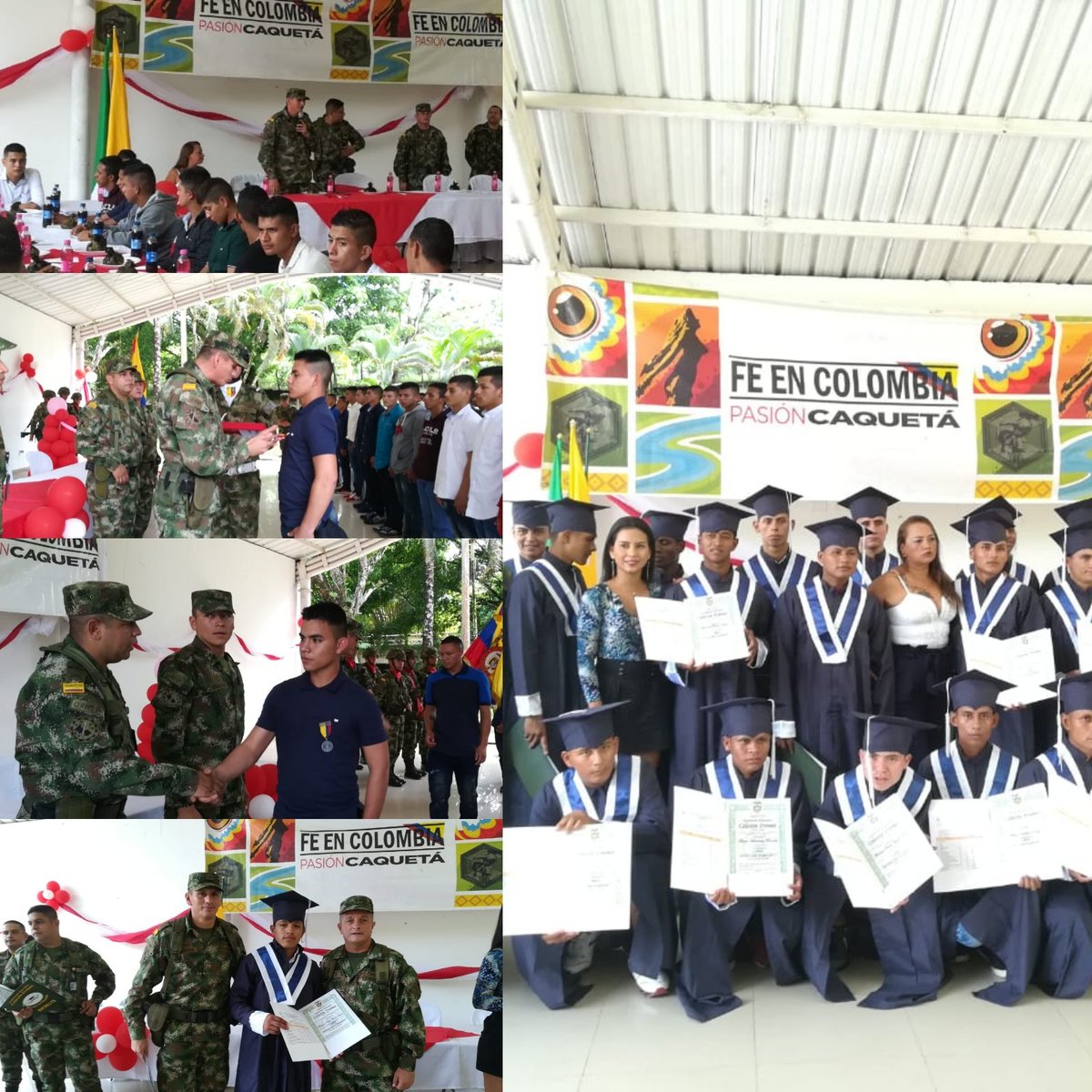 PasionCaqueta1's tweet photo. 65 soldados de @Ejercito_Div6 #Br12 #Baeev19 en coordinación con el centro educativo Colegio Andaky lograron graduarse de sus estudios de bachillerato. Son #SoldadosHorus del octavo contingente de 2016 que velarán por el #Caquetá #PasiónCaquetá #HéroesMultimisión #FeEnColombia https://t.co/hUq30RrCvW