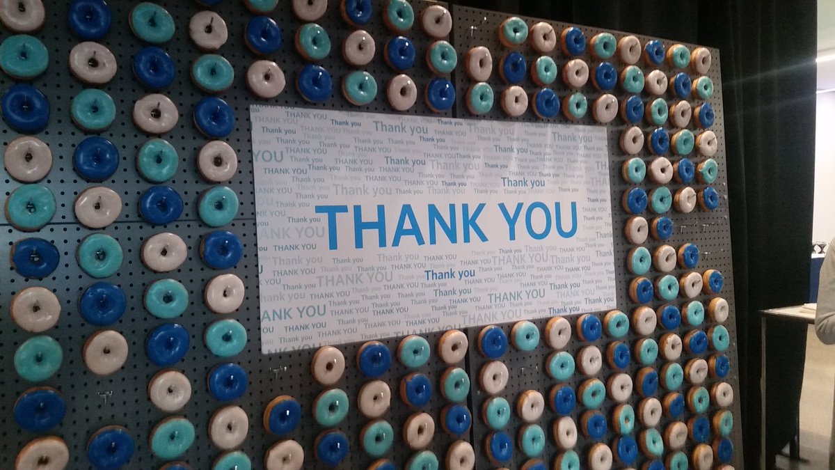 EEK_Edmonton's tweet photo. Loved the doughnut wall at the @NAIT #EssentialEffect event tonight! #TastyThankYou https://t.co/9YuhYI5Was
