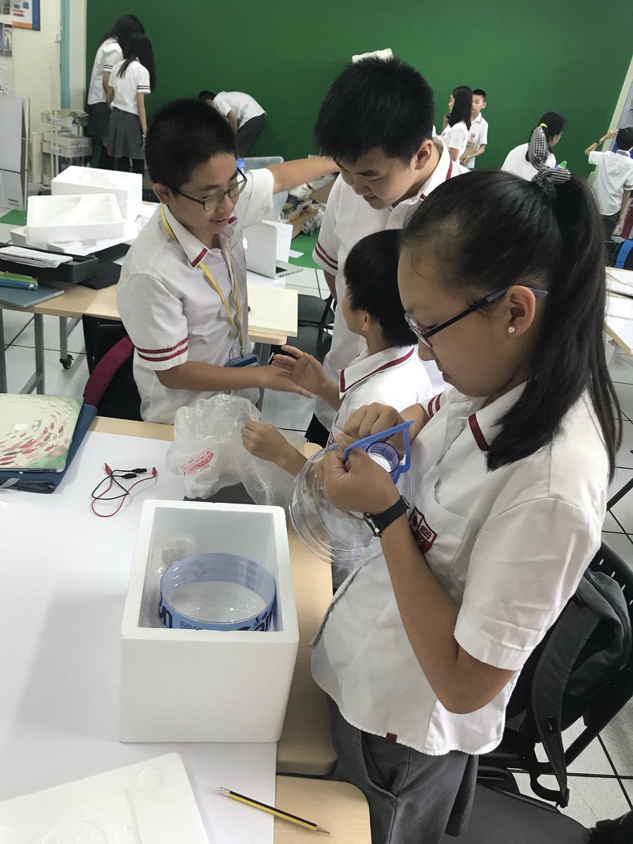 mrs_brogers's tweet photo. Grade 6 students are using creative thinking skills to demonstrate their knowledge of thermal energy transfers to create a medicine carrier that can be used to transport medicine to countries who don’t have access to electricity! #GoISNS #ISNScience https://t.co/KI1BGbcmZ0