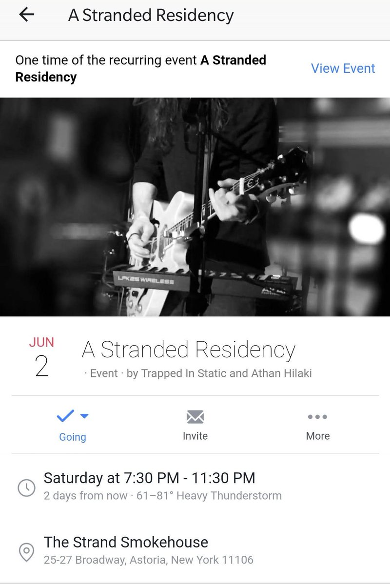 athanlive's tweet photo. This Saturday at @StrandSmoke - #nycevents #livemusic #music #alternative #alternativerock #TrappedInStatic https://t.co/sOaWMPpM85