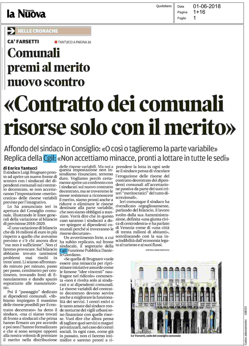 FpCgilVenezia's tweet photo. @LuigiBrugnaro in modalità #ComandoMi, ma noi non accettiamo minacce. https://t.co/MtJxp9w9z8