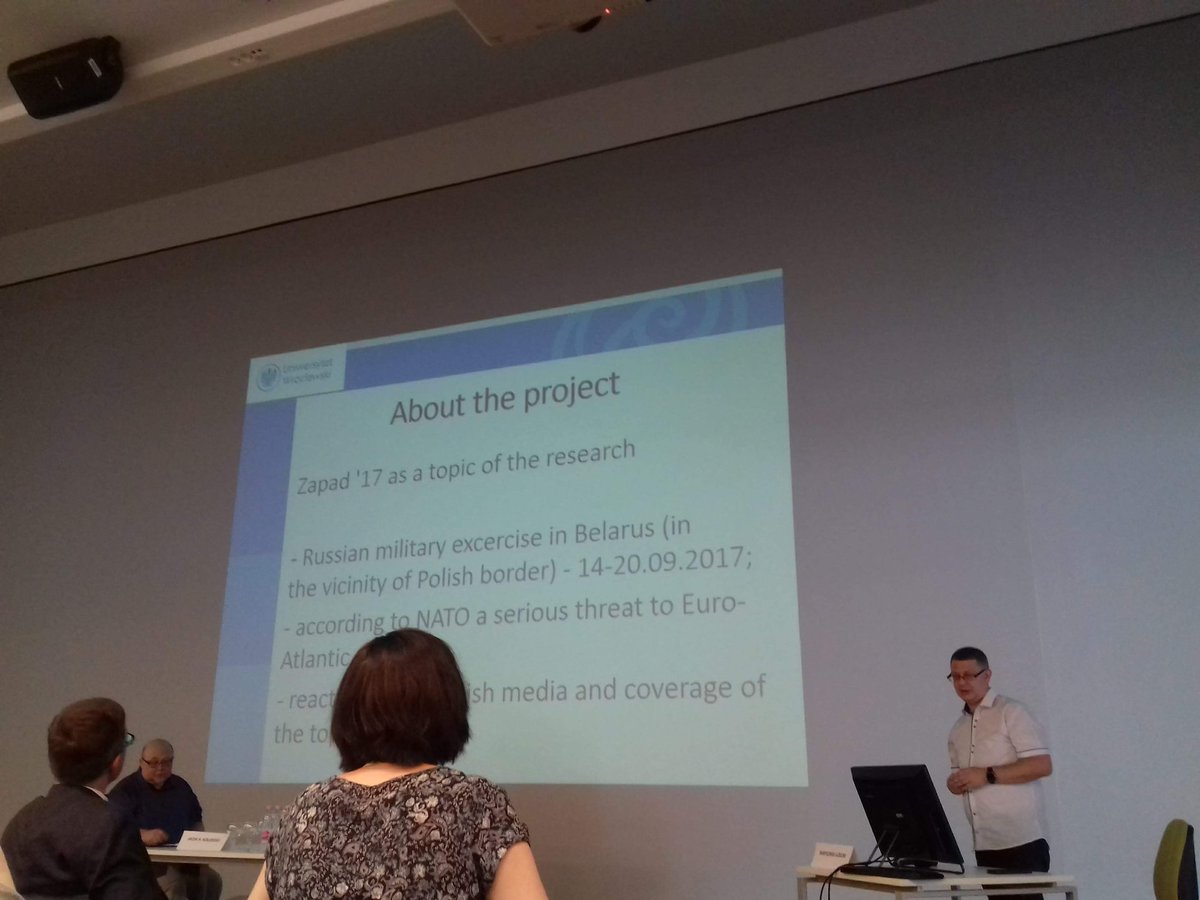 BartekLodzki's tweet photo. Presenting our common project on #Zapad17 at @CEECOM2018 with @JustynaArendars https://t.co/Euq4KSbqyh