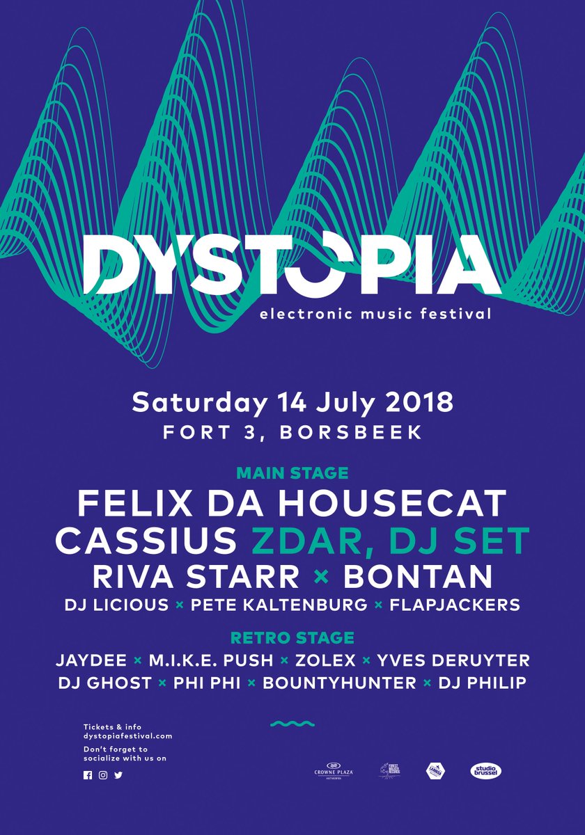 Proud to present the complete line-up of Dystopia Festival 2018. 1 day - 2 stages - 15 DJ's. See you July 14th?! 🔈🔊🍻 😎