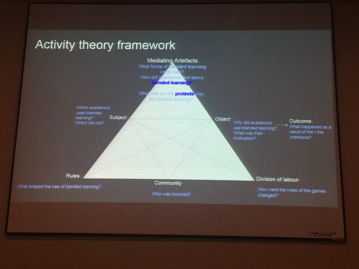 sukainaw's tweet photo. The #UCT team @Czernie &amp; @GenHaupt used an #ActvityTheory lens to understand use of #blendedlearning during #feesmustfall https://t.co/RYPNgovIHs