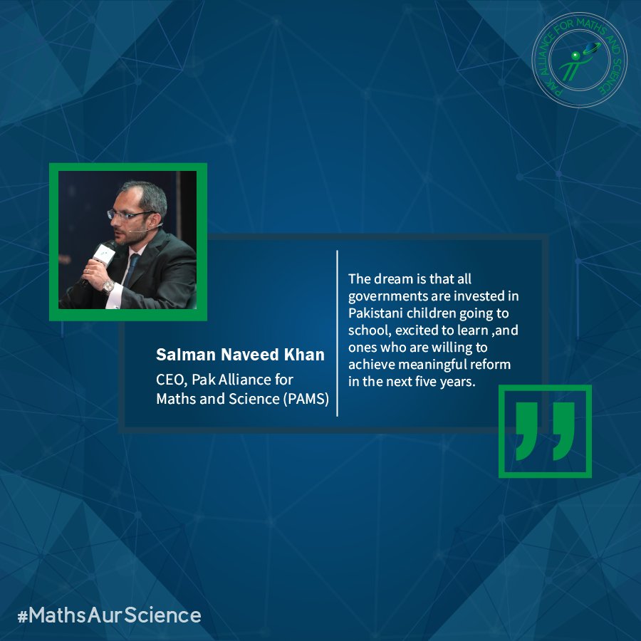 MathsSciencePK's tweet photo. @seennoonkaaf , CEO @MathsSciencePK , anticipates positive education reforms through government's investment in #math and #science.
#MathsAurScience https://t.co/b0L1m4JpEj