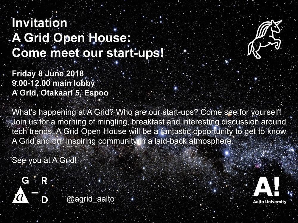 Still wondering what our new #startup hub <a href="/agrid_aalto/">A Grid</a> is all about? Featuring 90+ companies from different fields, A Grid is one of Europe’s largest centres for growth companies. Come see for yourself next Friday 8 June!