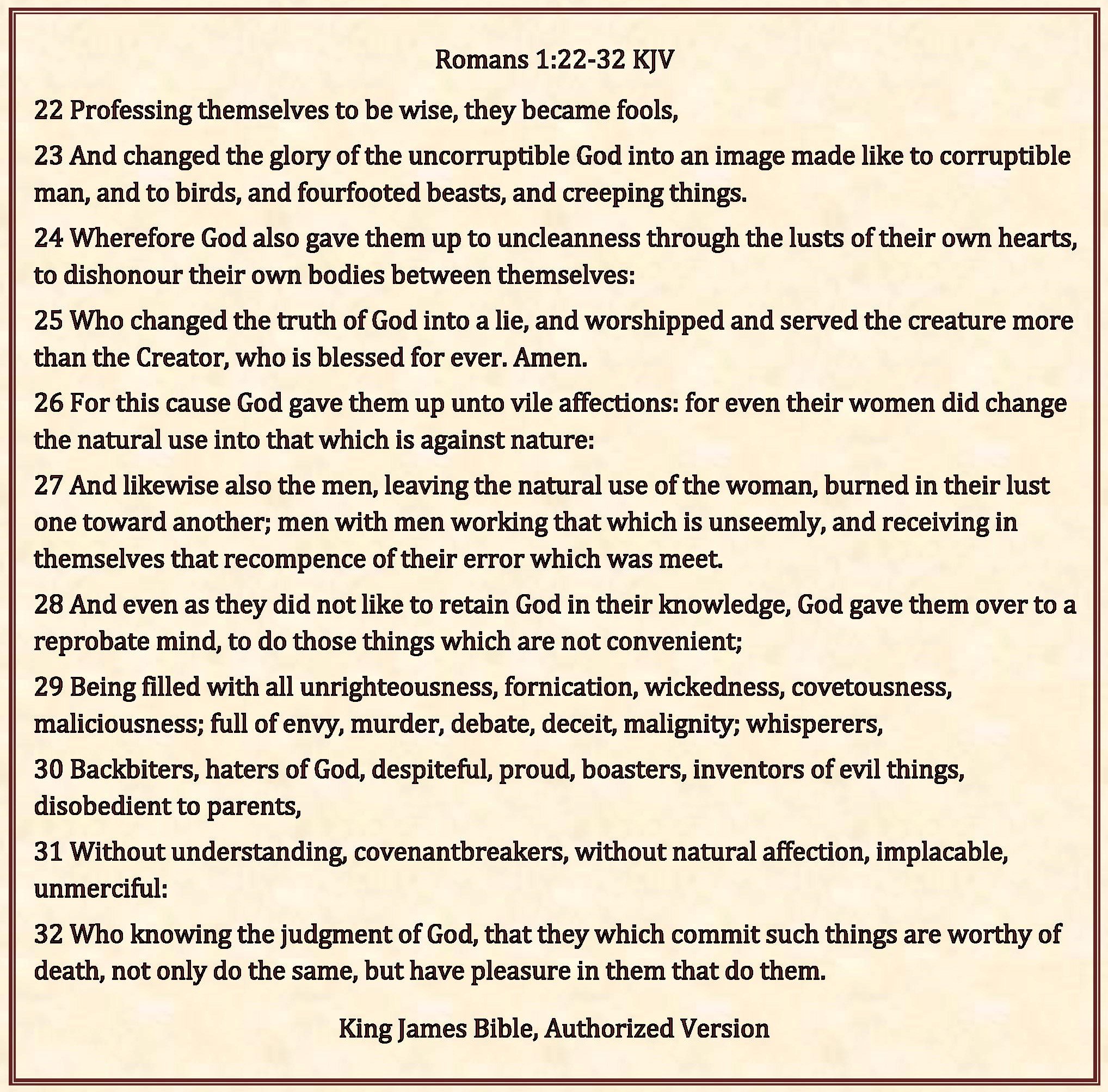 Church Of God On Twitter: ""Professing Themselves To Be Wise, They Became  Fools," Romans 1:22-32 Kjv #Kjvauthorized #Kingjamesonline  #Churchofgodonline Https://T.co/U3Ugppwmb1" / Twitter