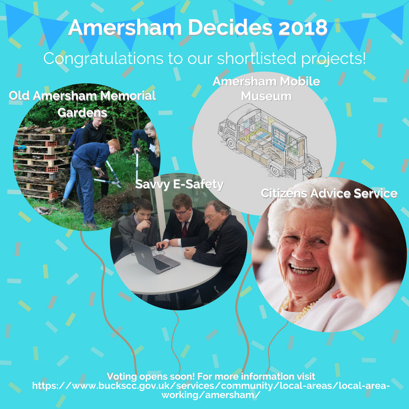 CommunitiesBC's tweet photo. This year the Amersham Local Area Forum announced that £9,000 would go towards Amersham Decides.
We received a record number of applications and are pleased to announce that the shortlisted projects are pictured below!
Congratulations! Voting will open shortly. https://t.co/hjCvjzfdQf