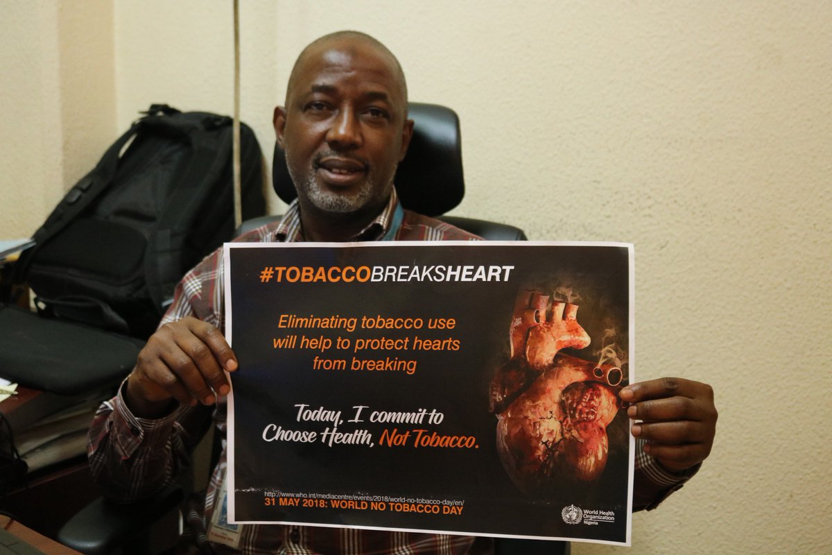 WHONigeria's tweet photo. #WorldNotobaccoday2018 
#TobaccoBreaksHeart
#WorldNoTobaccoDay 
#NoTobacco 
#TobaccofreeNigeria https://t.co/OIPzIUo4md