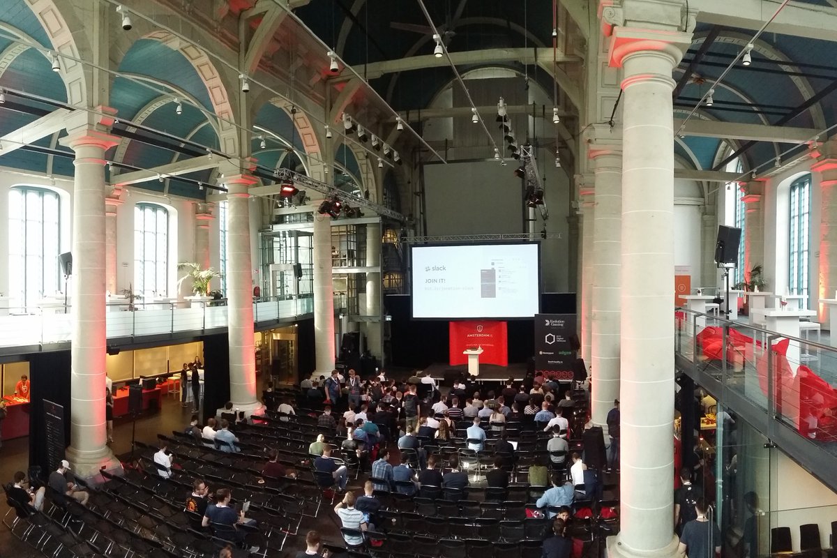 ivkremer's tweet image. First ever conference held in a church! #jsnation #amsterdamjs
