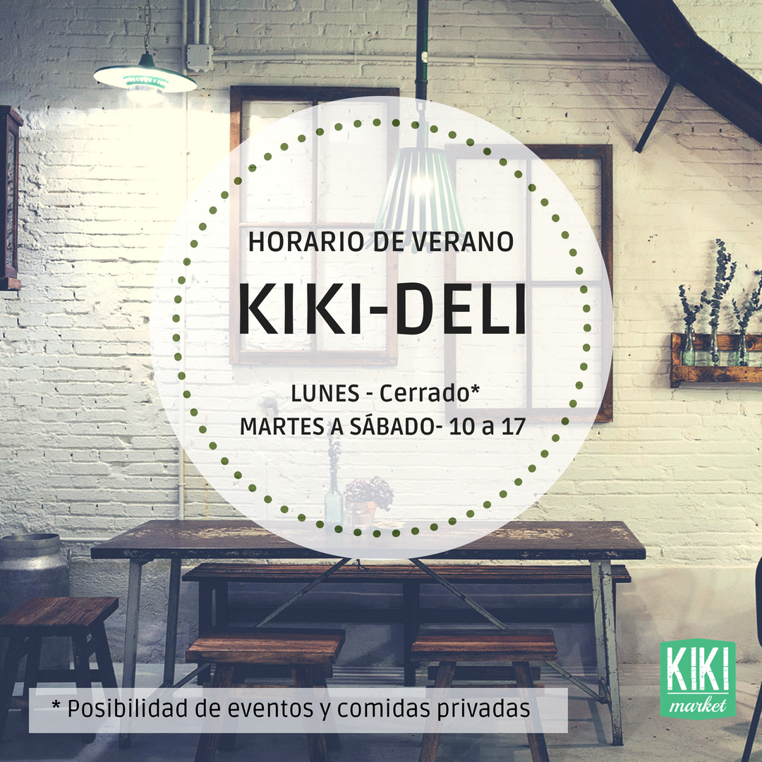 ¡NUEVO HORARIO DE KIKI-DELI EN VERANO! 🕔
Disfruta de su encanto también en los próximos meses. ¡De martes a sábado, pero también los lunes si quieres celebrar tu próximo evento o comida privada. 🎉 ¡Nos encargaremos de que todo salga a la perfección! 👌