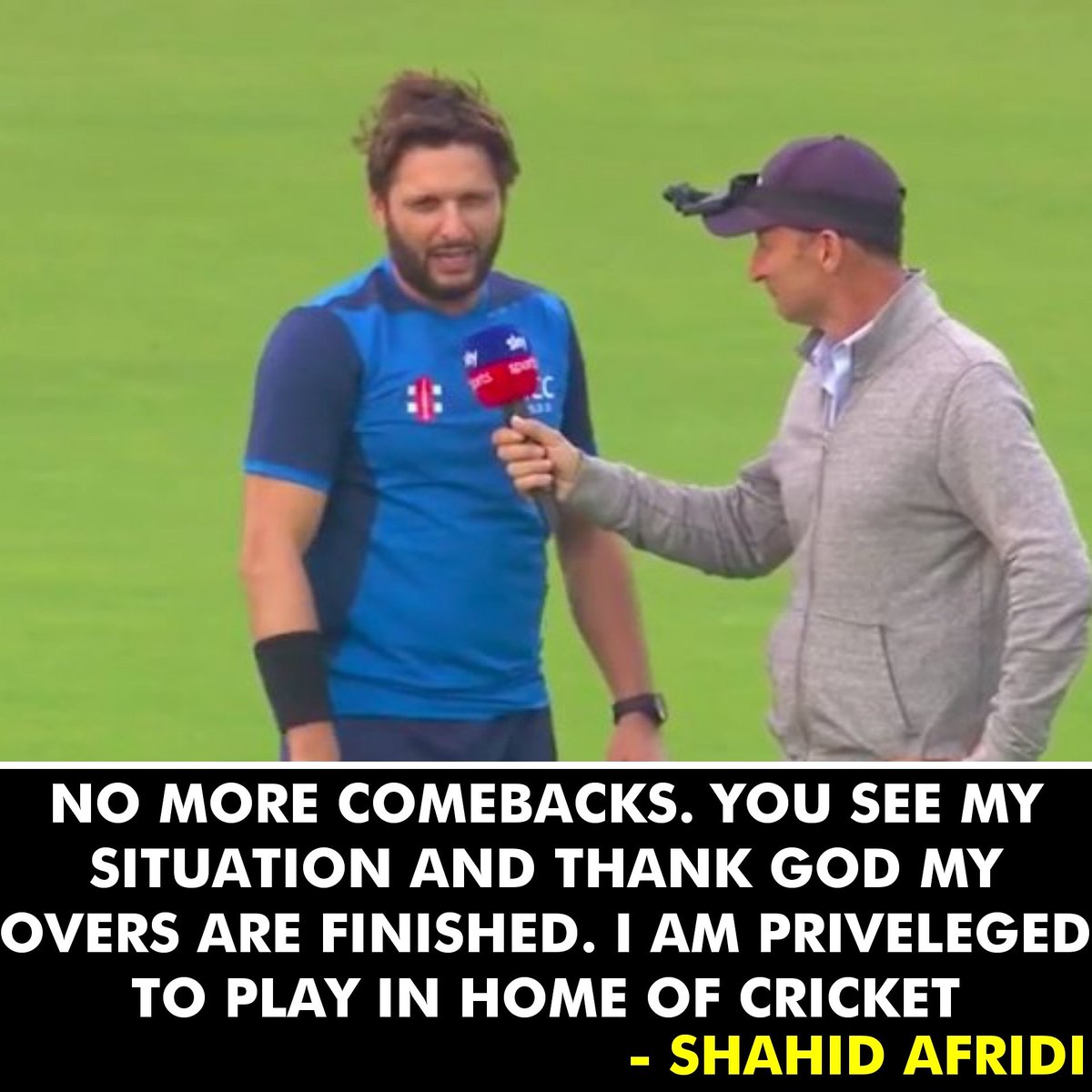 sweepcricket's tweet photo. Shahid Afridi on his retirement!😉 #ShahidAfridi #Pakistan #WXIvWI https://t.co/jp8EvA8jI3