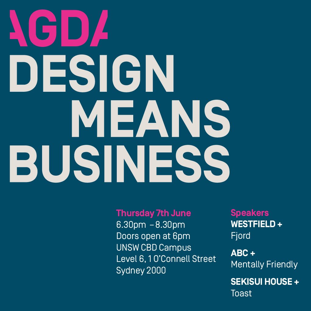 Looking forward to this. Three of the top of the top-drawer design outfits to hear from first hand: <a href="/fjord/">fjord</a> <a href="/toast_creative/">Toast Creative</a> <a href="/MF_says/">MFSaysHi</a>. <a href="/AGDAnew/">AGDA NSW</a> DMB evenings have consistently been stellar events.