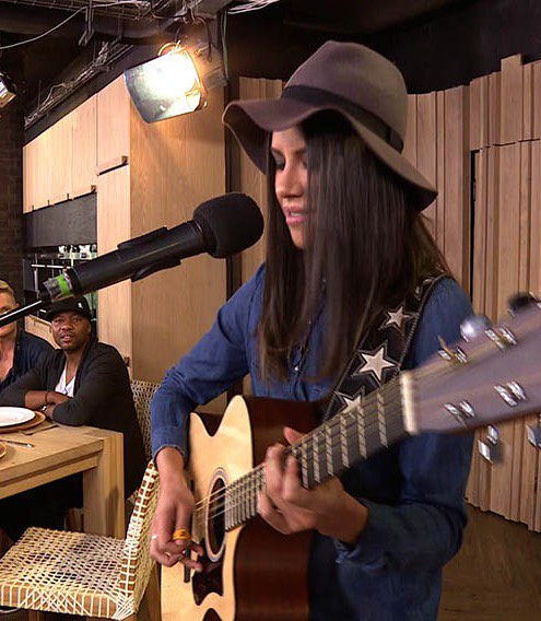 Close up of <a href="/natashameister/">Natasha Meister</a> using the Moody strap! Natasha is an amazing guitar player and singer who is in @thesweetresistance !! Make sure to go check her music out! Keep it Rockin’! #moodyleather #moody #leather #guitar #bass #guitarstraps #bassstraps #awesomephoto #photo