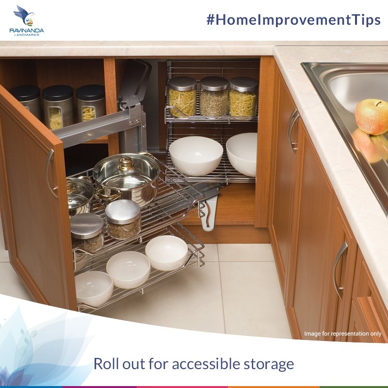 RNLandmarks's tweet photo. If you have deep #kitchenCabinets which are not as easy to access at the back, fit sturdy roll outs to gain easy storage space. You can do the same with the wasted space under a kitchen sink.
#HomeImprovementTips #RavinandaLandmarks https://t.co/kYNjsjfEyv