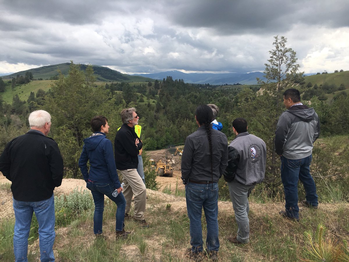 RepJennyEck's tweet photo. After meeting with the CSKT tribal council in Pablo, Dem leadership toured Water Compact infrastructure projects with local hydrologists.  Proud that we got this passed in 2015, committed to fulfilling our water compact obligations in the years to come.  #mtpol #mtleg https://t.co/MeoKa23xqy
